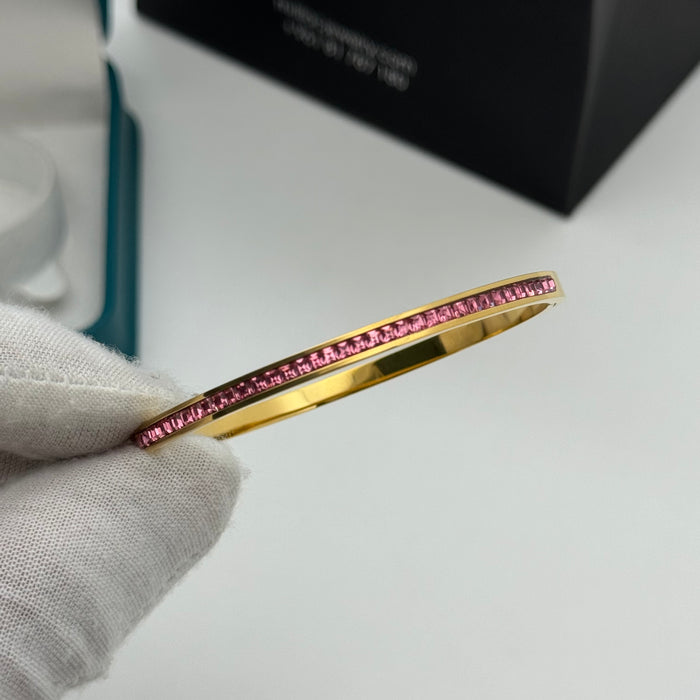 Elegant Gold-Plated Bangle With Crystal Inlay