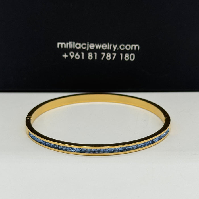 Elegant Gold-Plated Bangle With Crystal Inlay