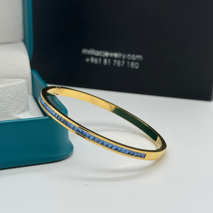 Elegant Gold-Plated Bangle With Crystal Inlay