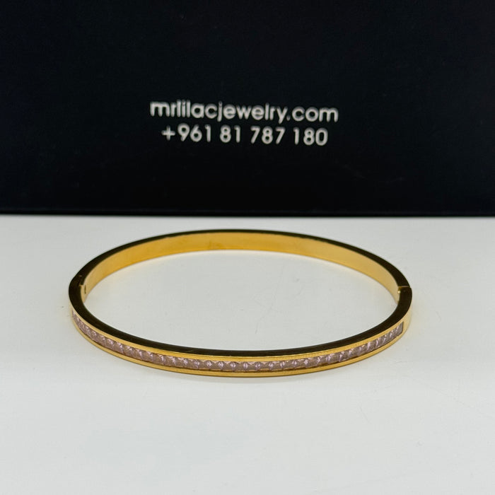 Elegant Gold-Plated Bangle With Crystal Inlay