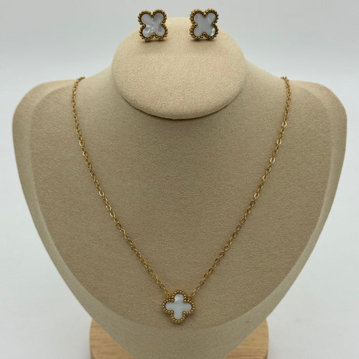 Van Cleef Gold Plated 13MM Necklace Matching Earring