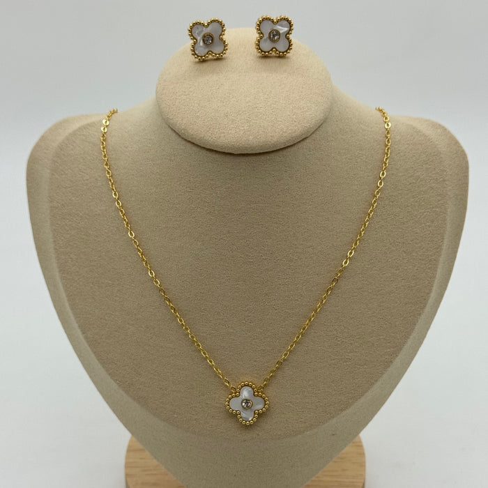 Van Cleef Gold Plated 13MM Necklace Matching Earring