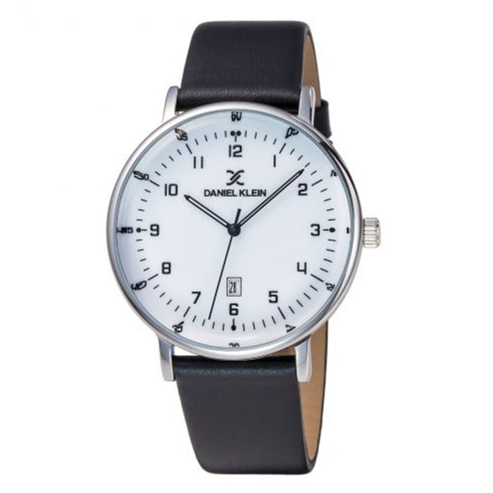 Daniel Klein White Dial With Black Leather Strap