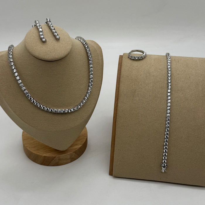 Classic Tennis Jewelry Set – Large Zircon Necklace