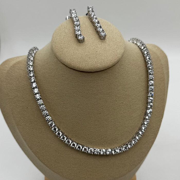 Classic Tennis Jewelry Set – Large Zircon Necklace