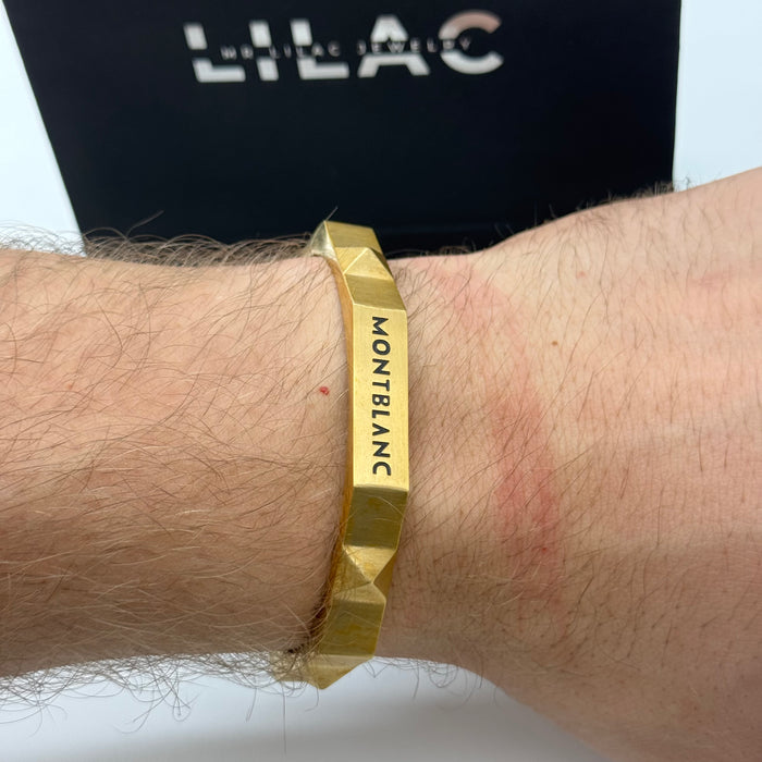 Montblanc Men's Geometric Gold Bracelet – Black Inlay Detail
