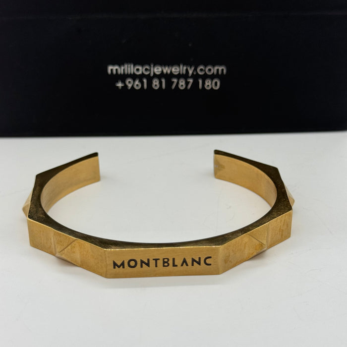 Montblanc Men's Geometric Gold Bracelet – Black Inlay Detail