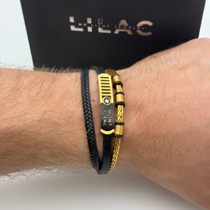 Montblanc-Inspired Black & Gold Multi-Layer Bracelet – Luxury Statement Design
