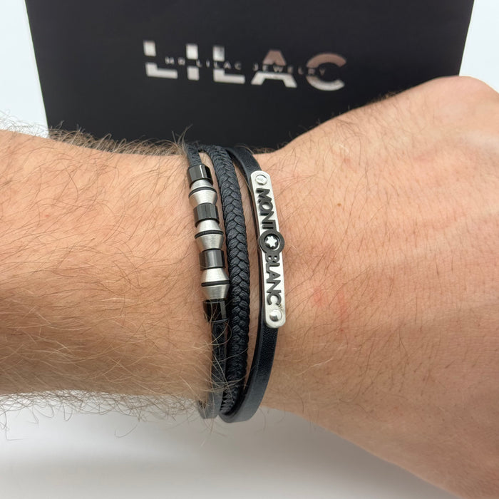 Montblanc Triple-Strap Leather Bracelet – Silver Edition
