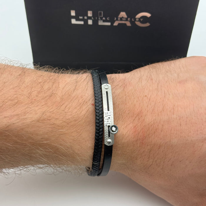 Montblanc-Inspired Black Leather Bracelet – Sleek & Iconic