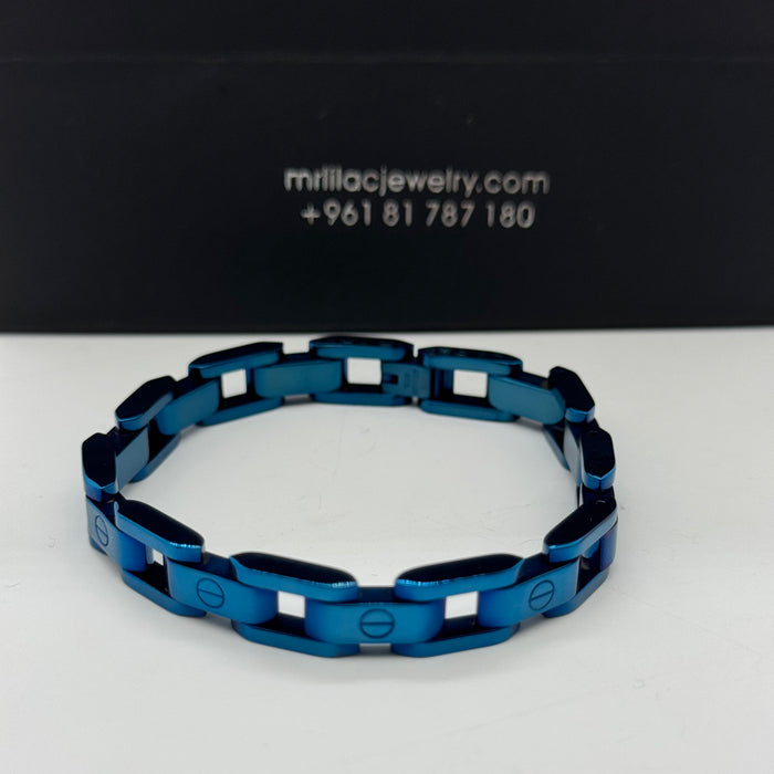 Men’s Blue Steel Link Bracelet – Bold Chain Edition