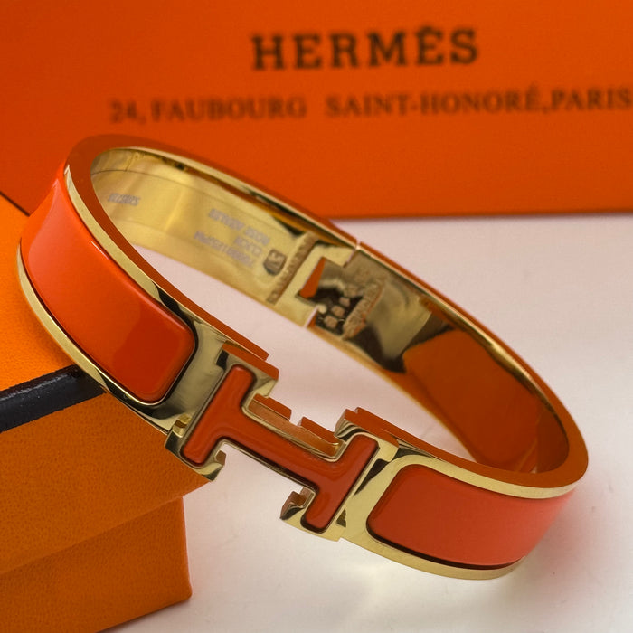 Hermès Clic H Enamel Bracelet – Gold-Rose-Silver Tone Finish
