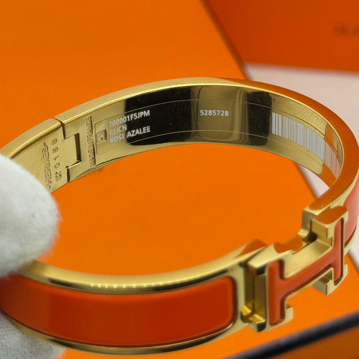 Hermès Clic H Enamel Bracelet – Gold-Rose-Silver Tone Finish