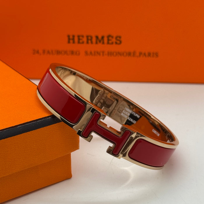 Hermès Clic H Enamel Bracelet – Gold-Rose-Silver Tone Finish