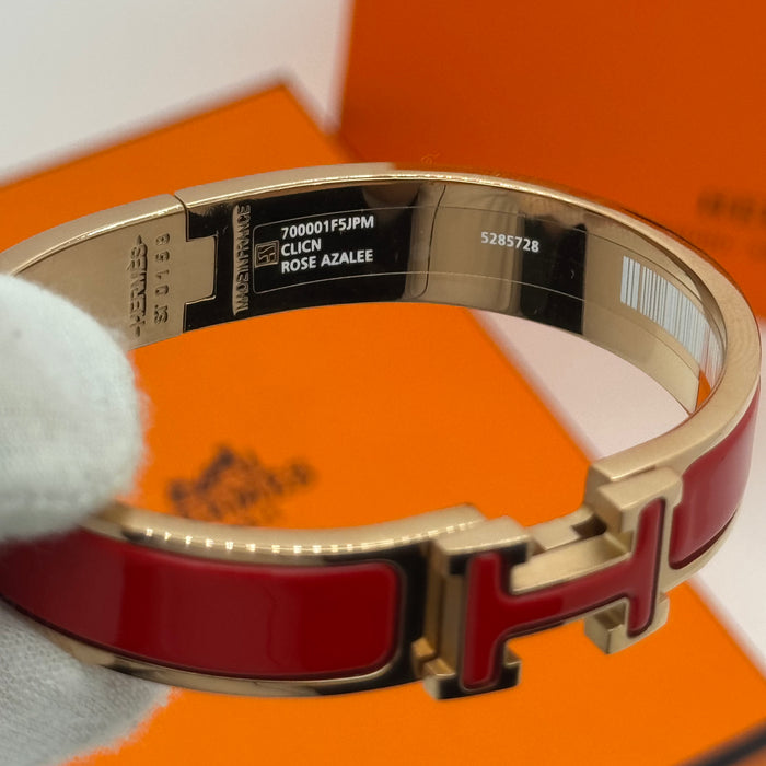 Hermès Clic H Enamel Bracelet – Gold-Rose-Silver Tone Finish