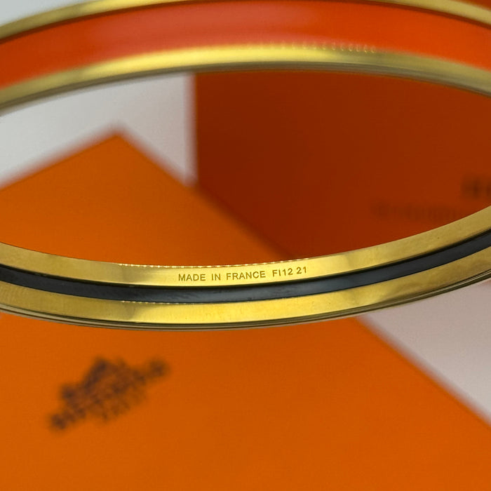 Hermès Enamel Bangle Bracelet – Gold Finish (Slim)