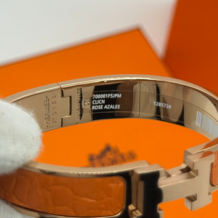 Hermès Clic H Leather Bracelet – Gold & Rose Gold Tone