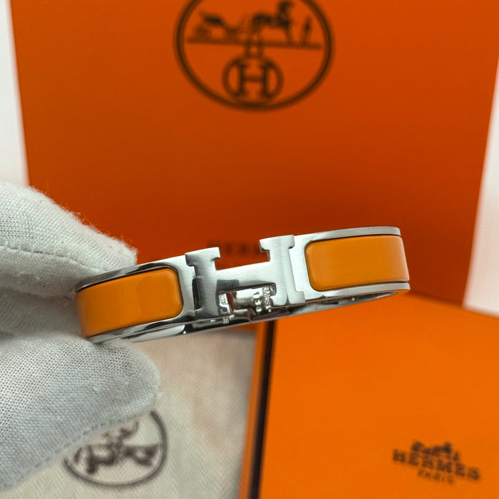 Hermès Clic H Enamel Bracelet - Silver Tone Finish