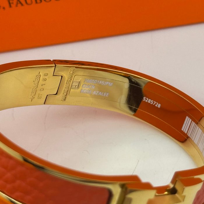 Hermès Clic H Leather Bracelet – Gold & Rose Gold Tone