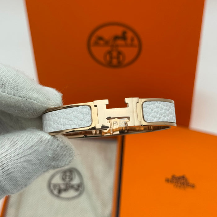 Hermès Clic H Leather Bracelet – Gold & Rose Gold Tone