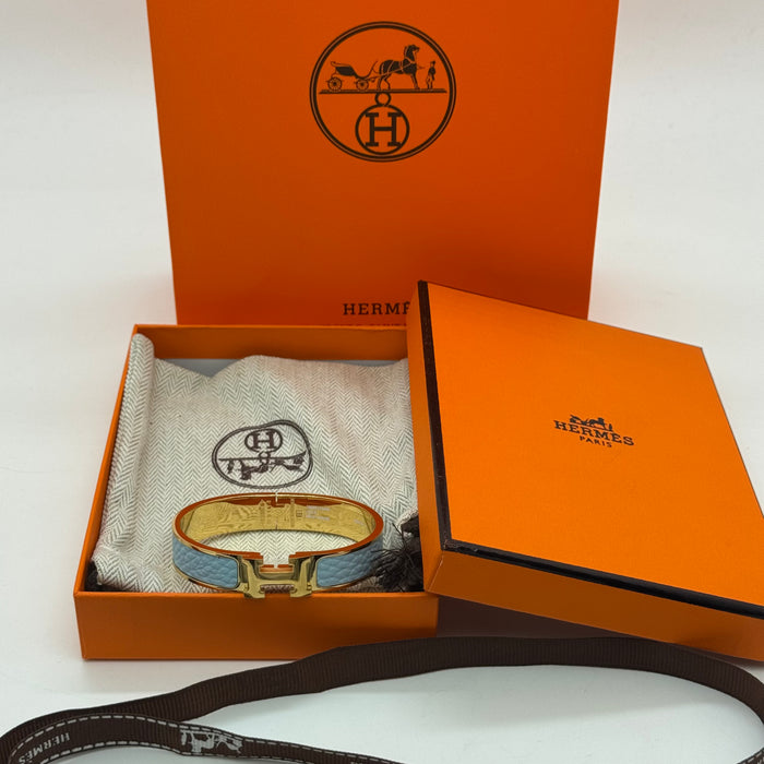 Hermès Clic H Leather Bracelet – Gold & Rose Gold Tone