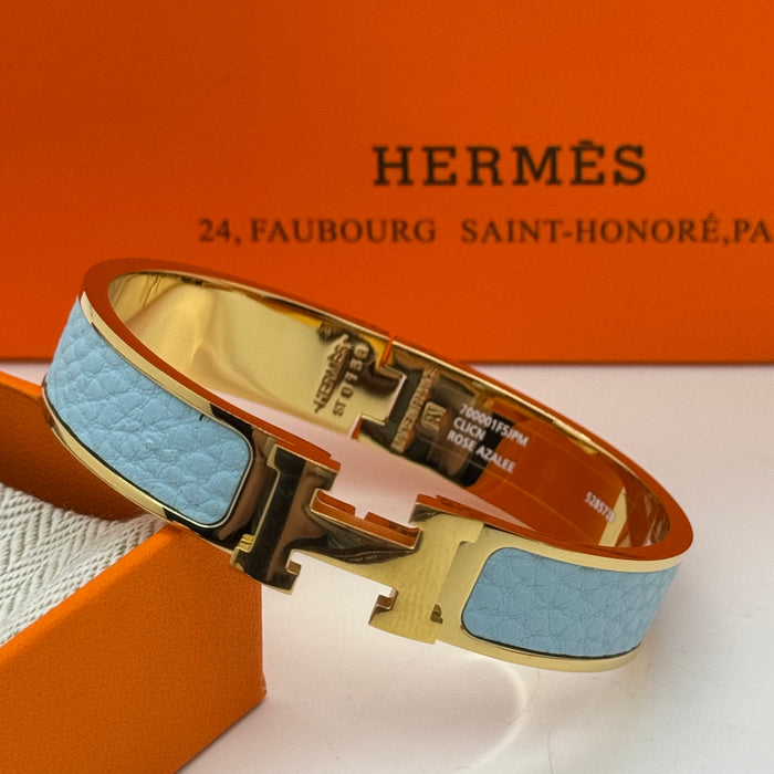 Hermès Clic H Leather Bracelet – Gold & Rose Gold Tone