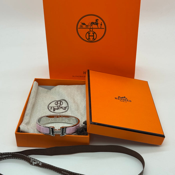 Hermès Clic H Enamel Bracelet - Silver Tone Finish