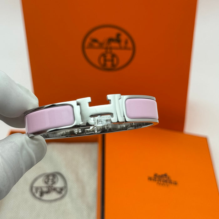 Hermès Clic H Enamel Bracelet - Silver Tone Finish