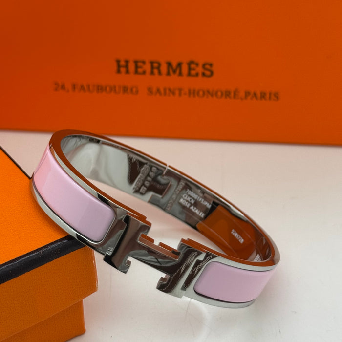 Hermès Clic H Enamel Bracelet - Silver Tone Finish