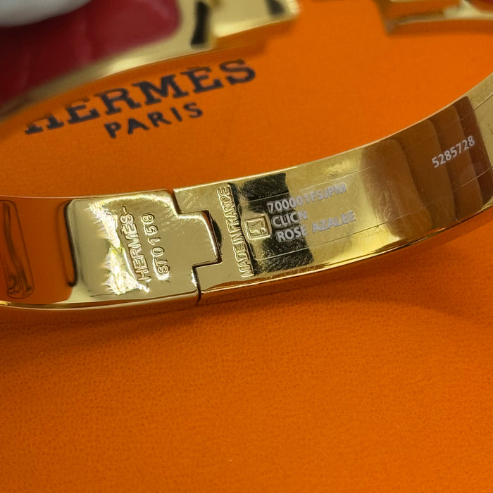 Hermès Clic H Leather Bracelet – Gold & Rose Gold Tone
