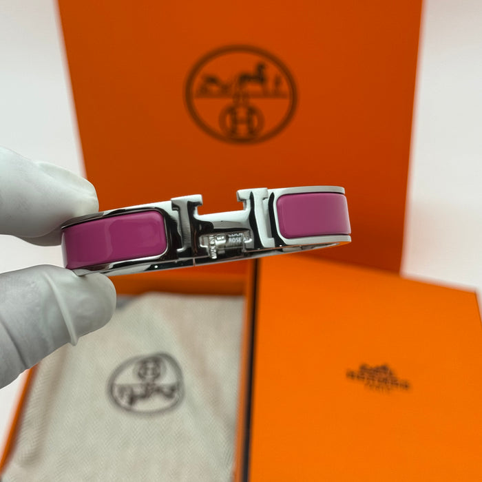 Hermès Clic H Enamel Bracelet - Silver Tone Finish