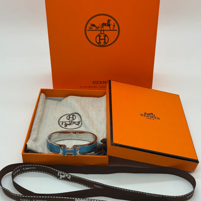 Hermès Clic H Enamel Bracelet – Gold-Rose-Silver Tone Finish