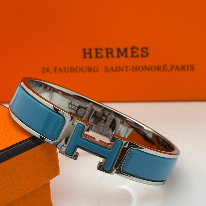 Hermès Clic H Enamel Bracelet – Gold-Rose-Silver Tone Finish
