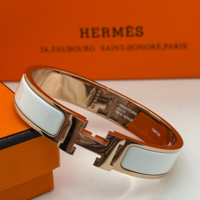 Hermès Clic H Bracelet – Enamel with Rose Gold Tone
