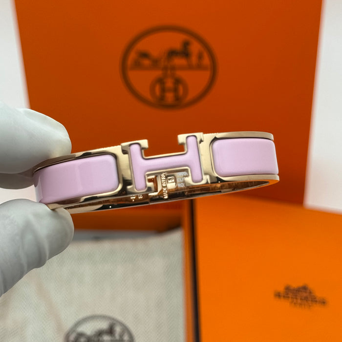 Hermès Clic H Enamel Bracelet – Gold-Rose-Silver Tone Finish
