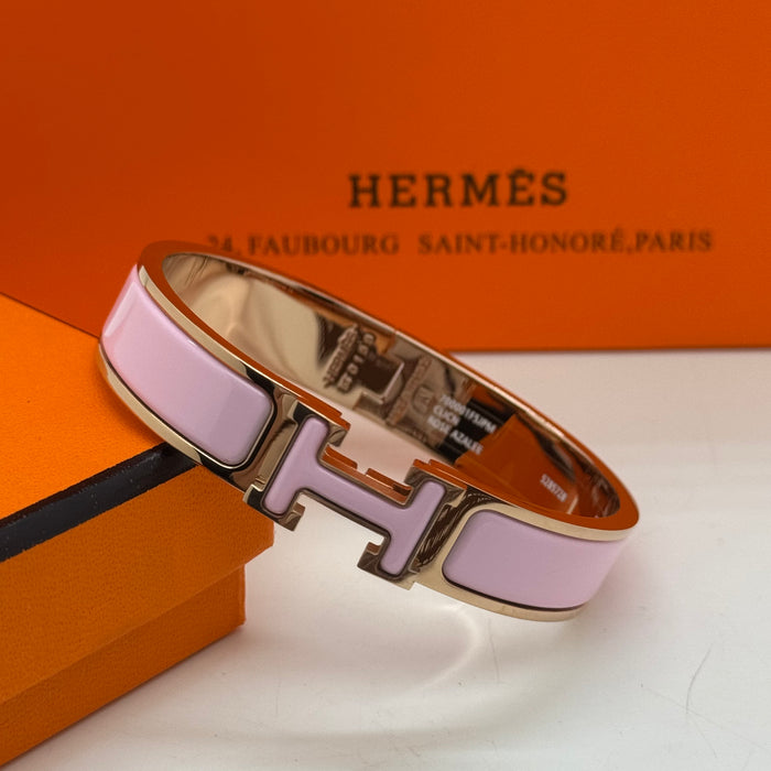 Hermès Clic H Enamel Bracelet – Gold-Rose-Silver Tone Finish