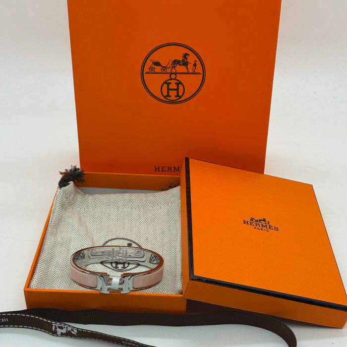 Hermès Clic H Enamel Bracelet - Silver Tone Finish