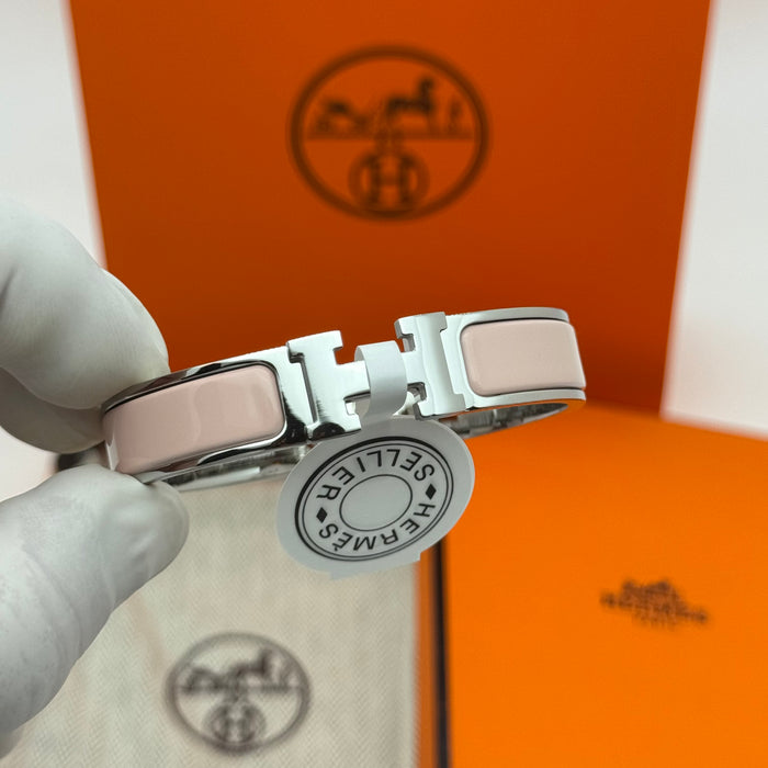 Hermès Clic H Enamel Bracelet - Silver Tone Finish