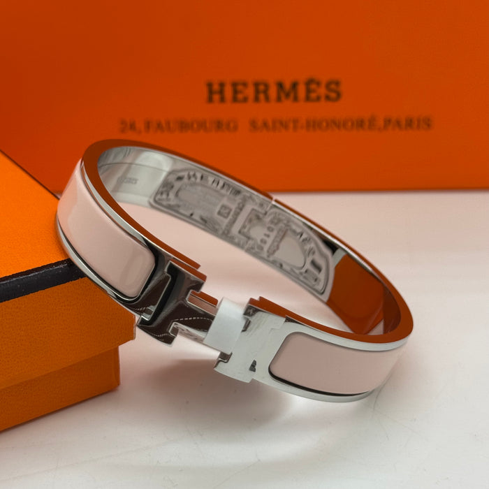 Hermès Clic H Enamel Bracelet - Silver Tone Finish