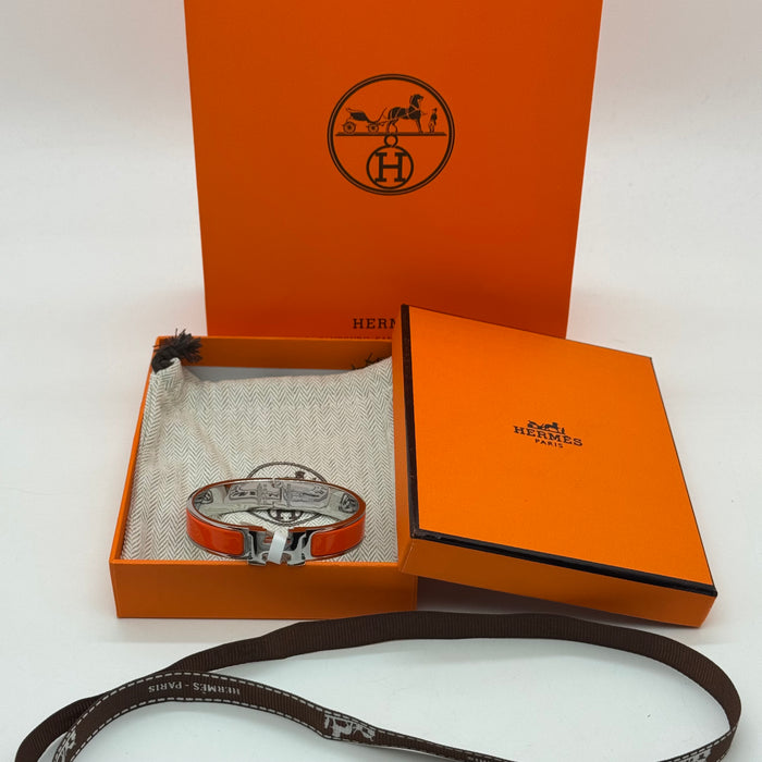 Hermès Clic H Enamel Bracelet - Silver Tone Finish