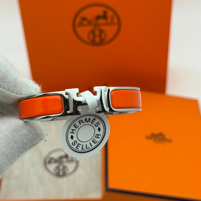Hermès Clic H Enamel Bracelet - Silver Tone Finish