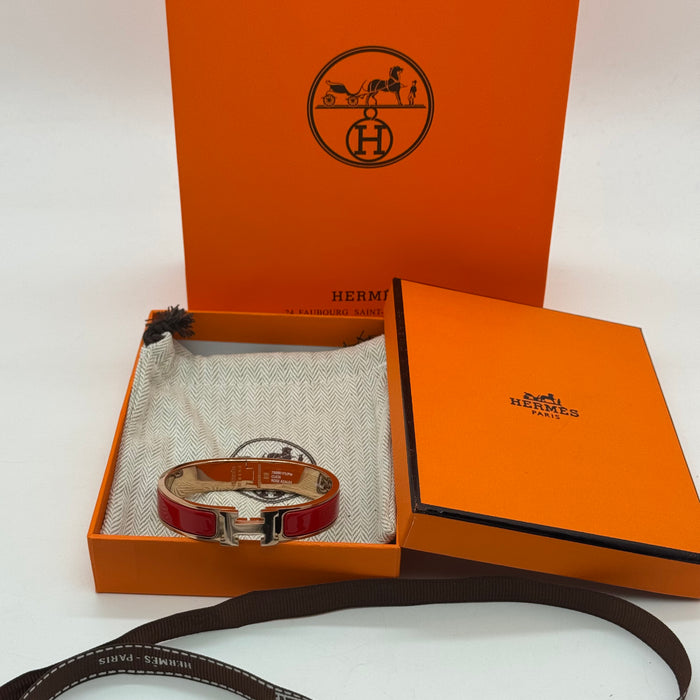 Hermès Clic H Bracelet – Enamel with Rose Gold Tone
