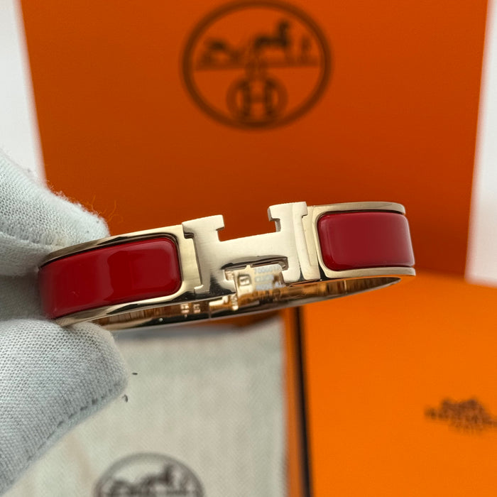 Hermès Clic H Bracelet – Enamel with Rose Gold Tone