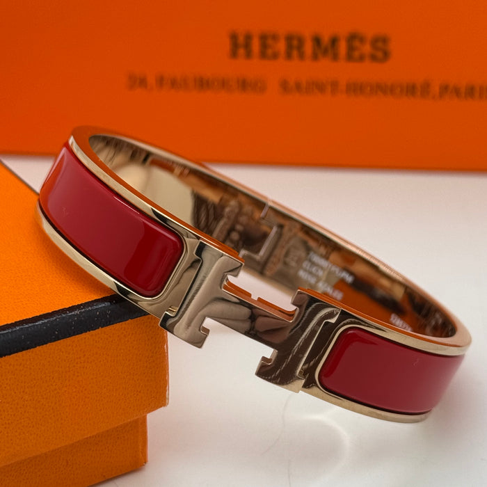 Hermès Clic H Bracelet – Enamel with Rose Gold Tone