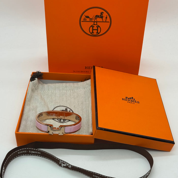 Hermès Clic H Bracelet – Enamel with Rose Gold Tone