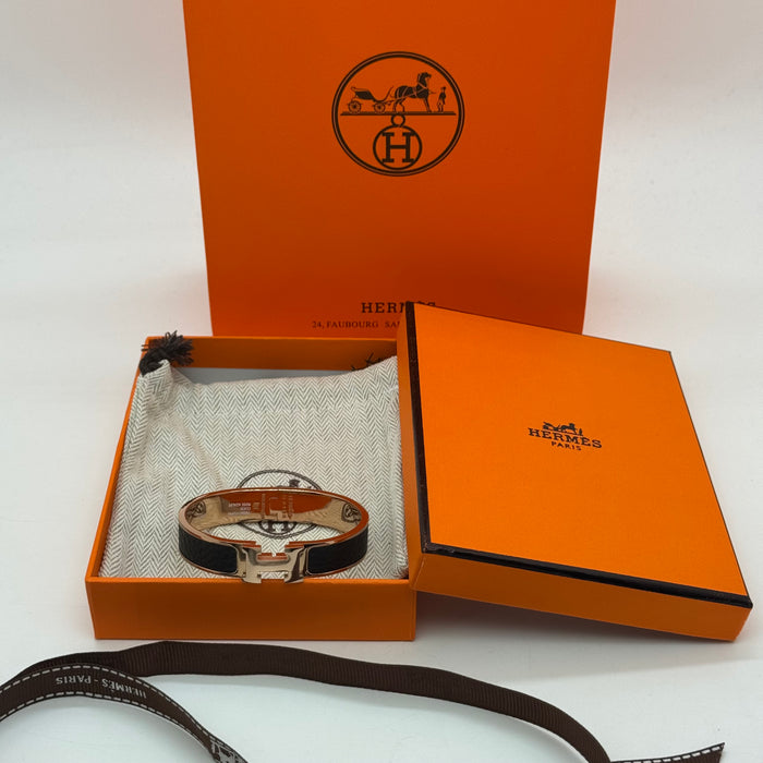 Hermès Clic H Bracelet – Enamel with Rose Gold Tone