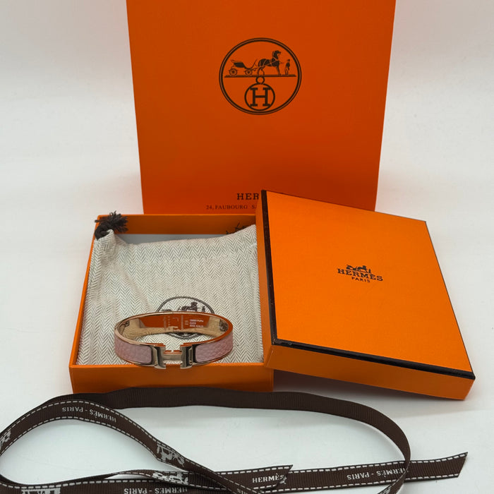 Hermès Clic H Leather Bracelet – Gold & Rose Gold Tone