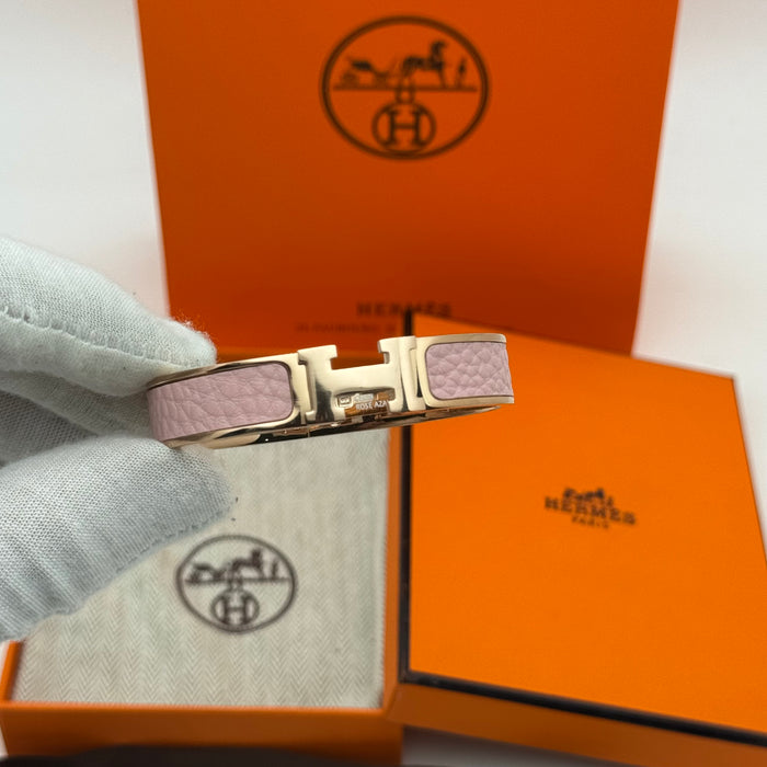 Hermès Clic H Leather Bracelet – Gold & Rose Gold Tone