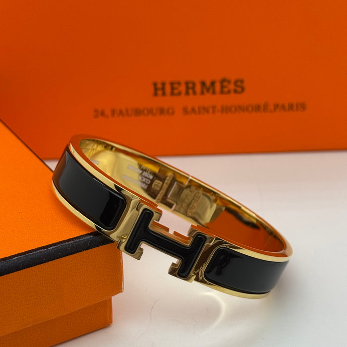 Hermès Clic H Enamel Bracelet – Gold-Rose-Silver Tone Finish