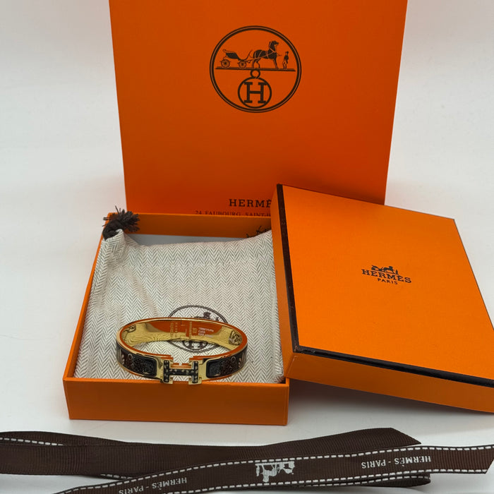 Hermès Clic H Jungle Love Enamel Bracelet – Gold Finish